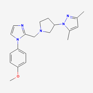 molecular formula C20H25N5O B3906692 1-(1-{[1-(4-methoxyphenyl)-1H-imidazol-2-yl]methyl}pyrrolidin-3-yl)-3,5-dimethyl-1H-pyrazole 