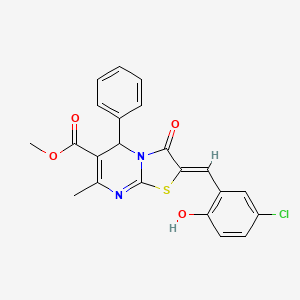 molecular formula C22H17ClN2O4S B3906718 methyl 2-(5-chloro-2-hydroxybenzylidene)-7-methyl-3-oxo-5-phenyl-2,3-dihydro-5H-[1,3]thiazolo[3,2-a]pyrimidine-6-carboxylate 