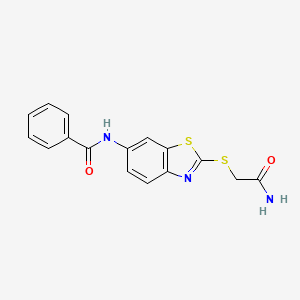 molecular formula C16H13N3O2S2 B3906754 N-{2-[(2-amino-2-oxoethyl)thio]-1,3-benzothiazol-6-yl}benzamide 