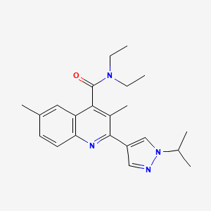 molecular formula C22H28N4O B3906755 N,N-diethyl-2-(1-isopropyl-1H-pyrazol-4-yl)-3,6-dimethylquinoline-4-carboxamide 