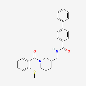molecular formula C27H28N2O2S B3906767 N-({1-[2-(methylthio)benzoyl]-3-piperidinyl}methyl)-4-biphenylcarboxamide 
