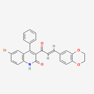 molecular formula C26H18BrNO4 B3906818 6-bromo-3-[3-(2,3-dihydro-1,4-benzodioxin-6-yl)acryloyl]-4-phenyl-2(1H)-quinolinone CAS No. 6025-46-3