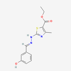 molecular formula C14H15N3O3S B3906840 ethyl 2-[2-(3-hydroxybenzylidene)hydrazino]-4-methyl-1,3-thiazole-5-carboxylate 