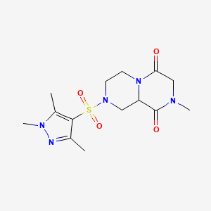 molecular formula C14H21N5O4S B3906846 2-methyl-8-[(1,3,5-trimethyl-1H-pyrazol-4-yl)sulfonyl]tetrahydro-2H-pyrazino[1,2-a]pyrazine-1,4(3H,6H)-dione 