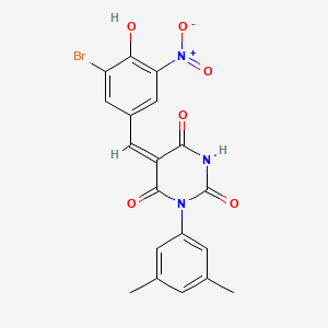 molecular formula C19H14BrN3O6 B3906870 5-(3-bromo-4-hydroxy-5-nitrobenzylidene)-1-(3,5-dimethylphenyl)-2,4,6(1H,3H,5H)-pyrimidinetrione 