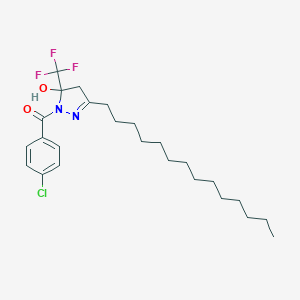 molecular formula C25H36ClF3N2O2 B390689 1-(4-chlorobenzoyl)-3-tetradecyl-5-(trifluoromethyl)-4,5-dihydro-1H-pyrazol-5-ol 