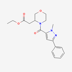 ethyl {4-[(1-methyl-3-phenyl-1H-pyrazol-5-yl)carbonyl]morpholin-3-yl}acetate