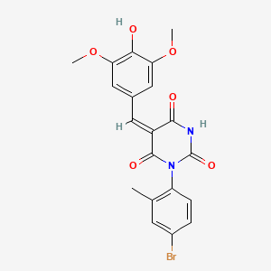 molecular formula C20H17BrN2O6 B3906923 1-(4-bromo-2-methylphenyl)-5-(4-hydroxy-3,5-dimethoxybenzylidene)-2,4,6(1H,3H,5H)-pyrimidinetrione 