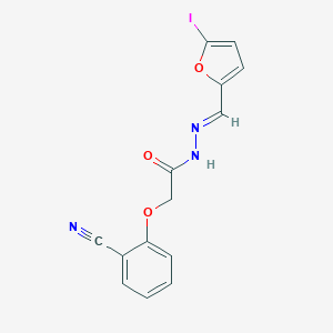 molecular formula C14H10IN3O3 B390693 2-(2-cyanophenoxy)-N'-[(5-iodo-2-furyl)methylene]acetohydrazide 