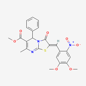 molecular formula C24H21N3O7S B3906936 methyl 2-(4,5-dimethoxy-2-nitrobenzylidene)-7-methyl-3-oxo-5-phenyl-2,3-dihydro-5H-[1,3]thiazolo[3,2-a]pyrimidine-6-carboxylate 