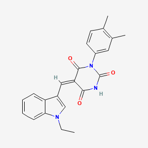 molecular formula C23H21N3O3 B3906951 1-(3,4-dimethylphenyl)-5-[(1-ethyl-1H-indol-3-yl)methylene]-2,4,6(1H,3H,5H)-pyrimidinetrione 