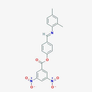 molecular formula C22H17N3O6 B390696 4-{[(2,4-Dimethylphenyl)imino]methyl}phenyl 3,5-bisnitrobenzoate 