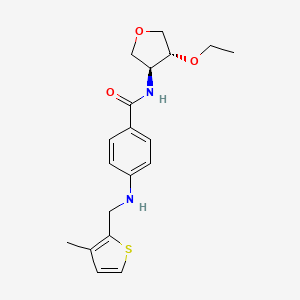 molecular formula C19H24N2O3S B3907028 N-[(3S*,4R*)-4-ethoxytetrahydrofuran-3-yl]-4-{[(3-methyl-2-thienyl)methyl]amino}benzamide 