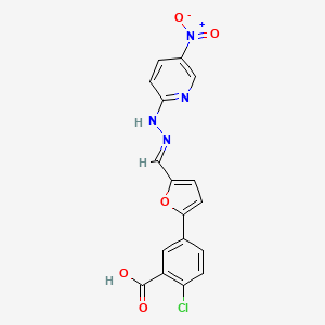 molecular formula C17H11ClN4O5 B3907039 2-chloro-5-{5-[2-(5-nitro-2-pyridinyl)carbonohydrazonoyl]-2-furyl}benzoic acid 