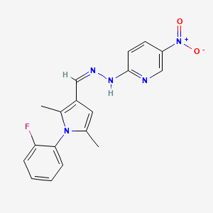 molecular formula C18H16FN5O2 B3907055 1-(2-fluorophenyl)-2,5-dimethyl-1H-pyrrole-3-carbaldehyde (5-nitro-2-pyridinyl)hydrazone 