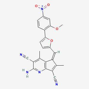 molecular formula C24H17N5O4 B3907057 2-amino-5-{[5-(2-methoxy-4-nitrophenyl)-2-furyl]methylene}-4,6-dimethyl-5H-cyclopenta[b]pyridine-3,7-dicarbonitrile 