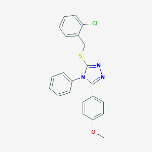 molecular formula C22H18ClN3OS B390716 3-[(2-chlorobenzyl)sulfanyl]-5-(4-methoxyphenyl)-4-phenyl-4H-1,2,4-triazole CAS No. 332390-32-6
