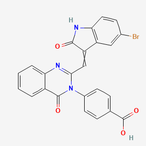 4-[2-[(5-bromo-2-oxo-1,2-dihydro-3H-indol-3-ylidene)methyl]-4-oxo-3(4H)-quinazolinyl]benzoic acid