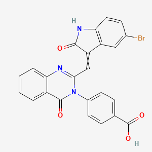 molecular formula C24H14BrN3O4 B3907165 4-[2-[(5-bromo-2-oxo-1,2-dihydro-3H-indol-3-ylidene)methyl]-4-oxo-3(4H)-quinazolinyl]benzoic acid 