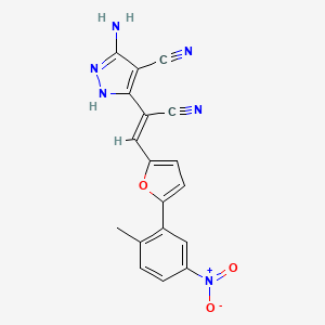 molecular formula C18H12N6O3 B3907190 5-amino-3-{1-cyano-2-[5-(2-methyl-5-nitrophenyl)-2-furyl]vinyl}-1H-pyrazole-4-carbonitrile 