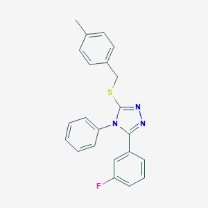 molecular formula C22H18FN3S B390720 3-(3-fluorophenyl)-5-[(4-methylbenzyl)sulfanyl]-4-phenyl-4H-1,2,4-triazole CAS No. 329921-83-7