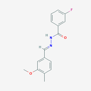 molecular formula C16H15FN2O2 B390721 3-fluoro-N'-(3-methoxy-4-methylbenzylidene)benzohydrazide 