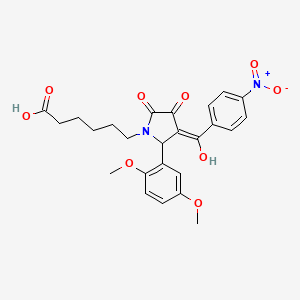 molecular formula C25H26N2O9 B3907231 6-[2-(2,5-dimethoxyphenyl)-4-hydroxy-3-(4-nitrobenzoyl)-5-oxo-2,5-dihydro-1H-pyrrol-1-yl]hexanoic acid 