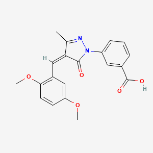 molecular formula C20H18N2O5 B3907236 3-[4-(2,5-dimethoxybenzylidene)-3-methyl-5-oxo-4,5-dihydro-1H-pyrazol-1-yl]benzoic acid 