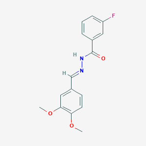 molecular formula C16H15FN2O3 B390724 N'-(3,4-dimethoxybenzylidene)-3-fluorobenzohydrazide 