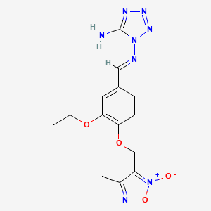 molecular formula C14H16N8O4 B3907244 N~1~-{3-ethoxy-4-[(4-methyl-2-oxido-1,2,5-oxadiazol-3-yl)methoxy]benzylidene}-1H-tetrazole-1,5-diamine 