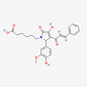 molecular formula C26H27NO7 B3907264 6-[3-cinnamoyl-4-hydroxy-2-(4-hydroxy-3-methoxyphenyl)-5-oxo-2,5-dihydro-1H-pyrrol-1-yl]hexanoic acid 