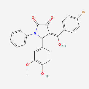 molecular formula C24H18BrNO5 B3907272 4-(4-bromobenzoyl)-3-hydroxy-5-(4-hydroxy-3-methoxyphenyl)-1-phenyl-1,5-dihydro-2H-pyrrol-2-one 