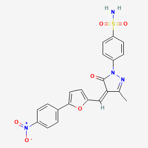 molecular formula C21H16N4O6S B3907298 4-(3-methyl-4-{[5-(4-nitrophenyl)-2-furyl]methylene}-5-oxo-4,5-dihydro-1H-pyrazol-1-yl)benzenesulfonamide 