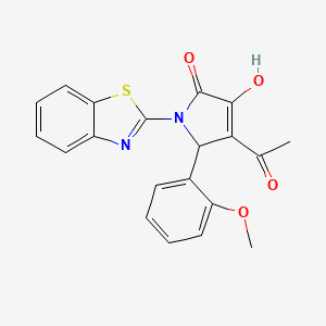 molecular formula C20H16N2O4S B3907305 4-acetyl-1-(1,3-benzothiazol-2-yl)-3-hydroxy-5-(2-methoxyphenyl)-1,5-dihydro-2H-pyrrol-2-one 