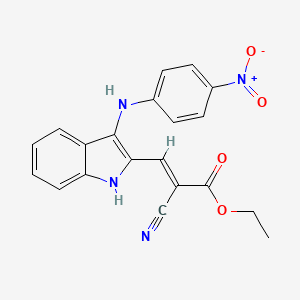 molecular formula C20H16N4O4 B3907330 ethyl 2-cyano-3-{3-[(4-nitrophenyl)amino]-1H-indol-2-yl}acrylate 