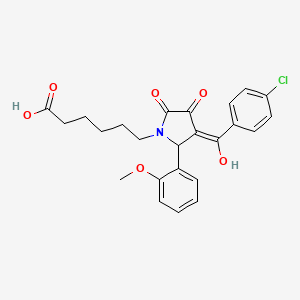 molecular formula C24H24ClNO6 B3907333 6-[3-(4-chlorobenzoyl)-4-hydroxy-2-(2-methoxyphenyl)-5-oxo-2,5-dihydro-1H-pyrrol-1-yl]hexanoic acid 