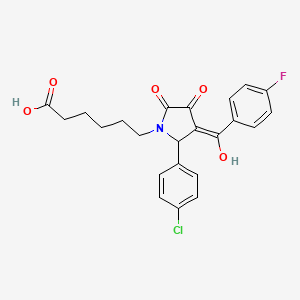 molecular formula C23H21ClFNO5 B3907355 6-[2-(4-chlorophenyl)-3-(4-fluorobenzoyl)-4-hydroxy-5-oxo-2,5-dihydro-1H-pyrrol-1-yl]hexanoic acid 