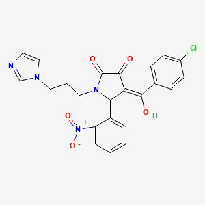 molecular formula C23H19ClN4O5 B3907367 4-(4-chlorobenzoyl)-3-hydroxy-1-[3-(1H-imidazol-1-yl)propyl]-5-(2-nitrophenyl)-1,5-dihydro-2H-pyrrol-2-one 