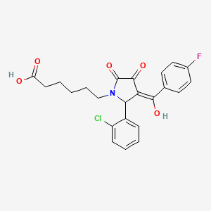 molecular formula C23H21ClFNO5 B3907372 6-[2-(2-chlorophenyl)-3-(4-fluorobenzoyl)-4-hydroxy-5-oxo-2,5-dihydro-1H-pyrrol-1-yl]hexanoic acid 