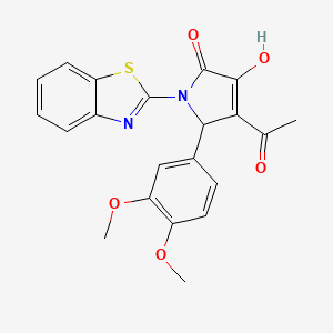 molecular formula C21H18N2O5S B3907386 4-acetyl-1-(1,3-benzothiazol-2-yl)-5-(3,4-dimethoxyphenyl)-3-hydroxy-1,5-dihydro-2H-pyrrol-2-one 