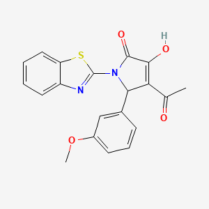 molecular formula C20H16N2O4S B3907391 4-acetyl-1-(1,3-benzothiazol-2-yl)-3-hydroxy-5-(3-methoxyphenyl)-1,5-dihydro-2H-pyrrol-2-one 