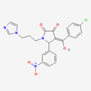 molecular formula C23H19ClN4O5 B3907409 4-(4-chlorobenzoyl)-3-hydroxy-1-[3-(1H-imidazol-1-yl)propyl]-5-(3-nitrophenyl)-1,5-dihydro-2H-pyrrol-2-one 