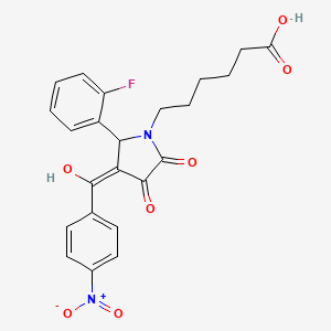 molecular formula C23H21FN2O7 B3907412 6-[2-(2-fluorophenyl)-4-hydroxy-3-(4-nitrobenzoyl)-5-oxo-2,5-dihydro-1H-pyrrol-1-yl]hexanoic acid CAS No. 6034-94-2