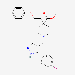 ethyl 1-[[5-(4-fluorophenyl)-1H-pyrazol-4-yl]methyl]-4-(2-phenoxyethyl)piperidine-4-carboxylate