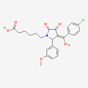 molecular formula C24H24ClNO6 B3907474 6-[3-(4-chlorobenzoyl)-4-hydroxy-2-(3-methoxyphenyl)-5-oxo-2,5-dihydro-1H-pyrrol-1-yl]hexanoic acid 