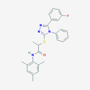 2-{[5-(3-fluorophenyl)-4-phenyl-4H-1,2,4-triazol-3-yl]sulfanyl}-N-(2,4,6-trimethylphenyl)propanamide