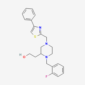 molecular formula C23H26FN3OS B3907488 2-{1-(2-fluorobenzyl)-4-[(4-phenyl-1,3-thiazol-2-yl)methyl]-2-piperazinyl}ethanol 