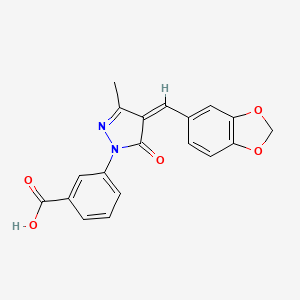 molecular formula C19H14N2O5 B3907490 3-[4-(1,3-benzodioxol-5-ylmethylene)-3-methyl-5-oxo-4,5-dihydro-1H-pyrazol-1-yl]benzoic acid 
