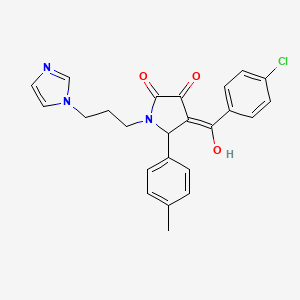 molecular formula C24H22ClN3O3 B3907492 4-(4-chlorobenzoyl)-3-hydroxy-1-[3-(1H-imidazol-1-yl)propyl]-5-(4-methylphenyl)-1,5-dihydro-2H-pyrrol-2-one 