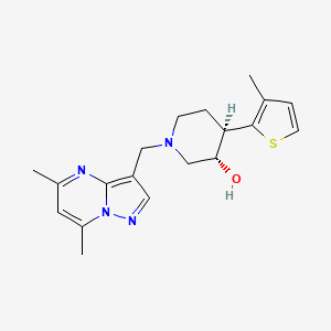 molecular formula C19H24N4OS B3907496 (3S*,4R*)-1-[(5,7-dimethylpyrazolo[1,5-a]pyrimidin-3-yl)methyl]-4-(3-methyl-2-thienyl)piperidin-3-ol 